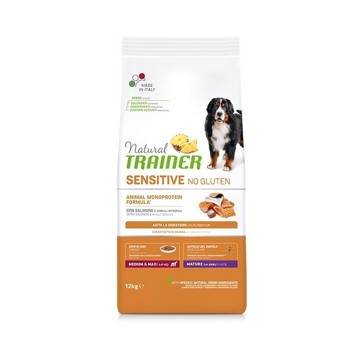 Trainer - Natural Sensitive No Gluten Medium & Maxi Mature con Salmone 12 kg