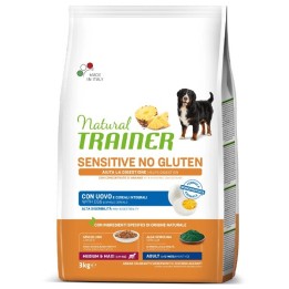 Trainer - Natural Sensitive No Gluten Medium & Maxi Adult con Uovo e Cereali Integrali 12 kg