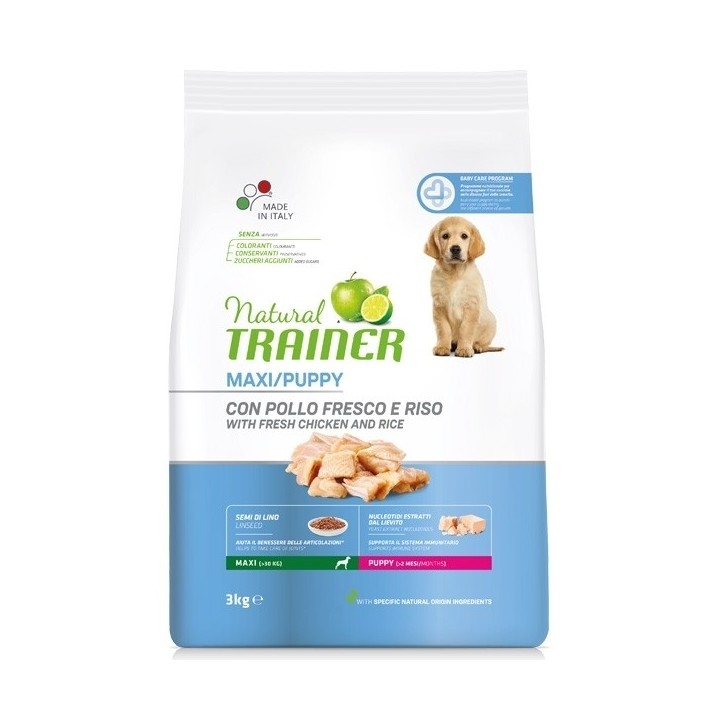 Trainer - Natural Puppy Maxi con Pollo Fresco e Riso 12 kg
