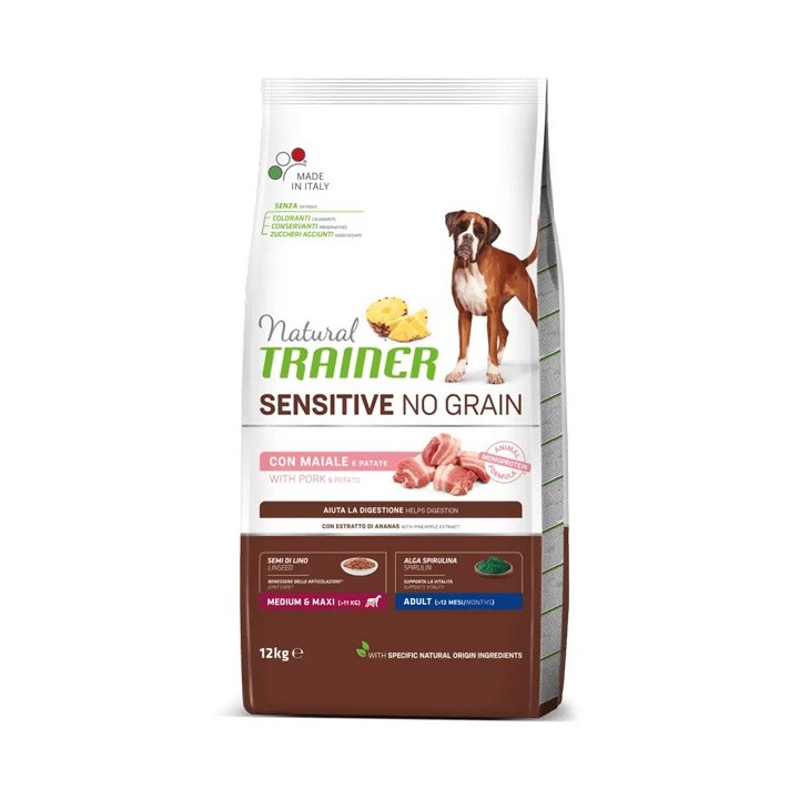 Trainer - Natural Sensitive No Grain Medium & Maxi Adult con Maiale 3 kg
