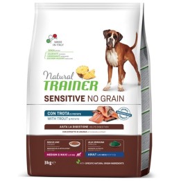 Trainer - Natural Sensitive No Grain Medium & Maxi Adult con Trota e Cereali Integrali 12 kg