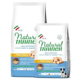 Trainer - Natural Puppy & Junior Medium con Pollo Fresco e Riso 12 kg