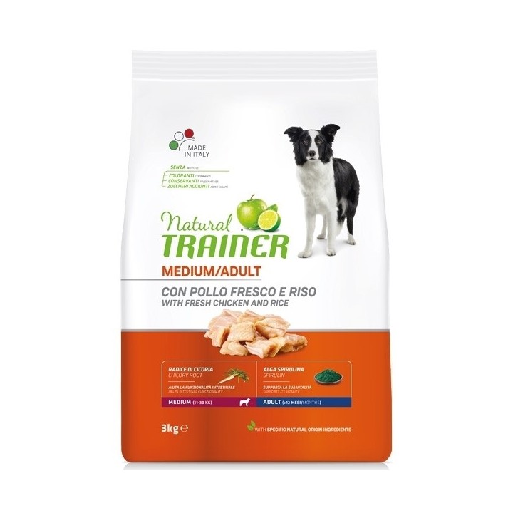 Trainer - Natural Adult Medium con Pollo Fresco e Riso 3 kg