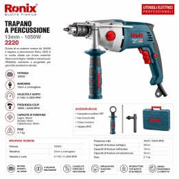 Trapano a percussione elettrico 1050w 13mm chiavetta bmc
