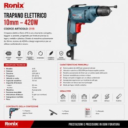 Trapano elettrico 420w 10mm senza chiave