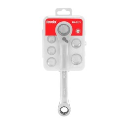 Set di chiavi a cricchetto rever. a doppia estrem. 7in1