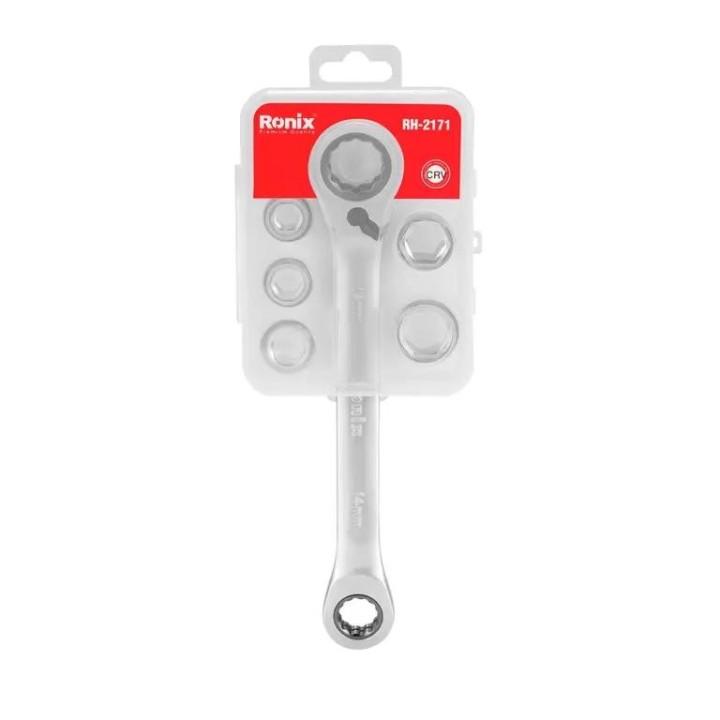 Set di chiavi a cricchetto rever. a doppia estrem. 7in1