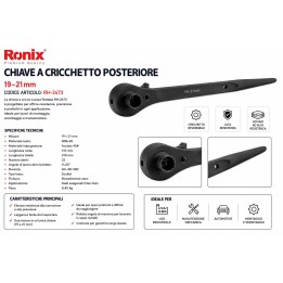 Chiave a cricchetto posteriore da 19-21 mm