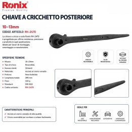 Chiave a cricchetto posterioreda 10-13 mm