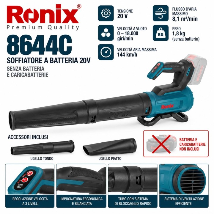 Soffiatore a batteria da 20v 8,1 m3/min
