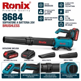 Soffiatore brushless 20v 3vel bat.4ah inclusa 10,1 m3/min