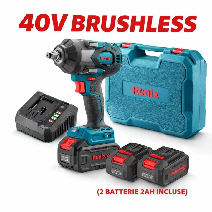 Chiave a bussola 1/2 pollice 800n.m 40v + 2batt. 2ah incluse