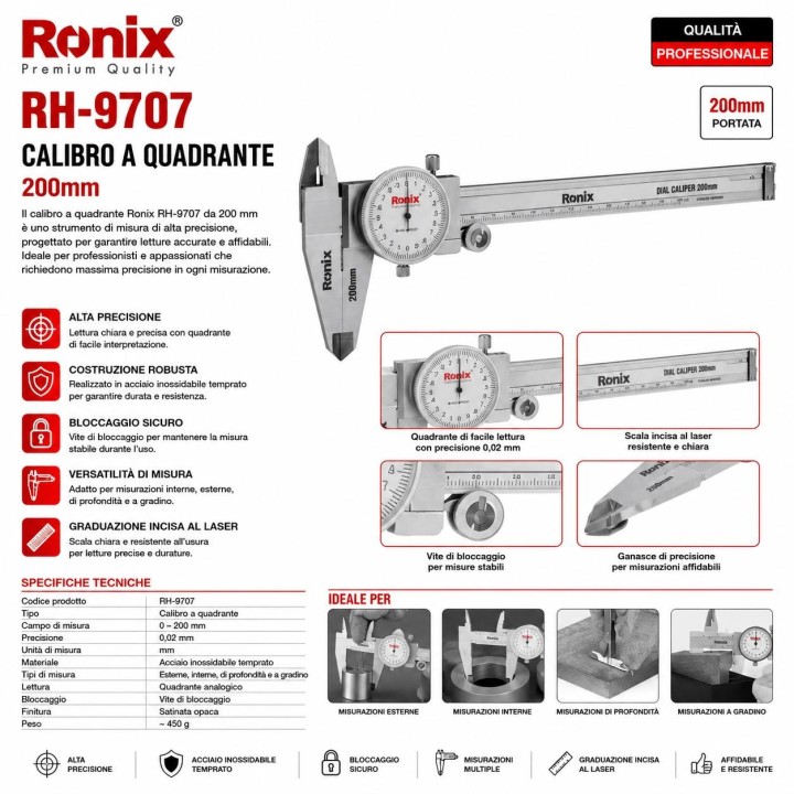Calibro a quadrante 200mm