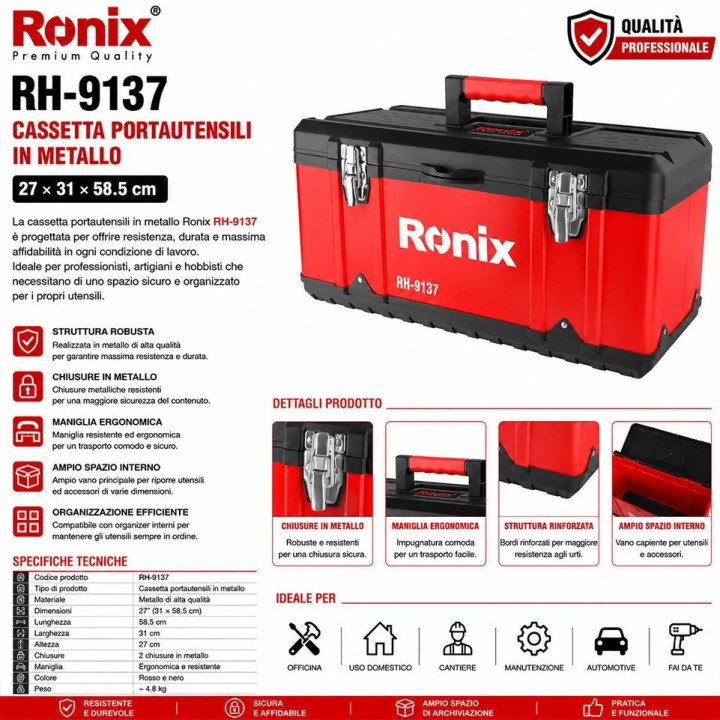 Cassetta portautensili in metallo cm 27*31*58,5