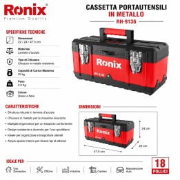 Cassetta portautensili in metallo cm 22*24*47,5