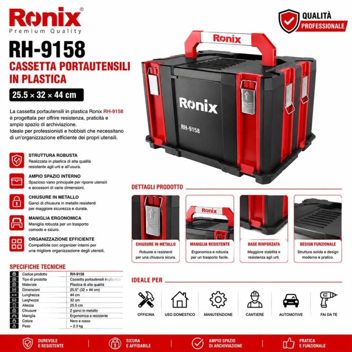 Cassetta portautensili in plastica cm 25,5*32*44