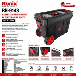 Cassetta portautensili in plastica con ruote cm 39*30*60