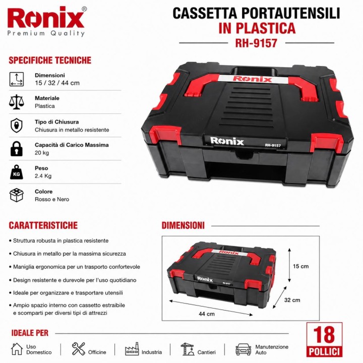 Cassetta portautensili in plastica cm15*32*44 (3,4 kg)