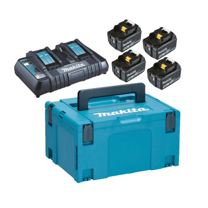 MAKITA 197626-8 KIT ENERGY LXT 4 batterie 18V 5Ah + caricabatterie + valigetta MAKPAC 3