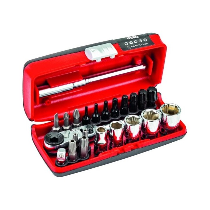 Assortimento bussole esagonali + inserti avvitare X-Grip Usag 609 1/4" SKX - 23 pezzi