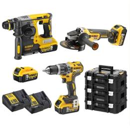 Kit Dewalt DCK353P4T 18V 5.0Ah avvitatore + tassellatore SDS Plus + smerigliatrice ø 125 mm