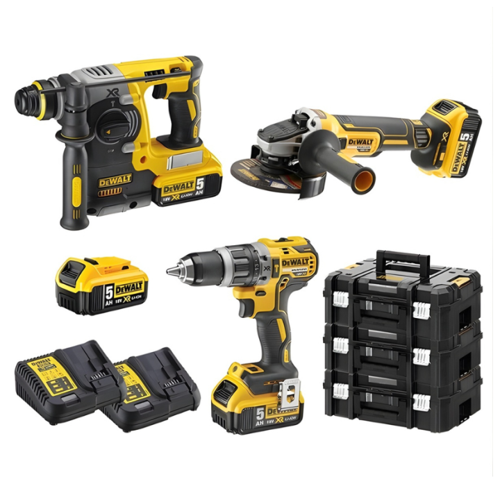 Kit Dewalt DCK353P4T 18V 5.0Ah avvitatore + tassellatore SDS Plus + smerigliatrice ø 125 mm