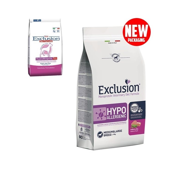 Exclusion - Diet Hypoallergenic Medium/Large Breed Maiale e Piselli 12 kg