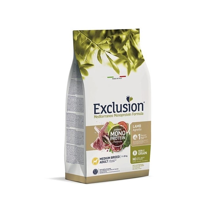 Exclusion - Mediterraneo Monoprotein Adult Medium Breed con Agnello 12 kg
