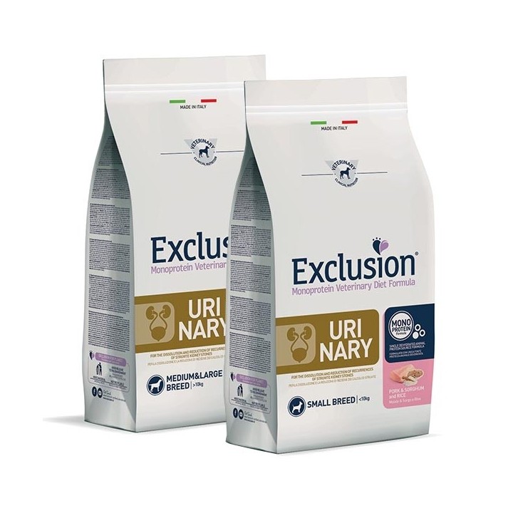 Exclusion - Diet Urinary con Maiale, Sorgo e Riso Medium & Large  2 kg