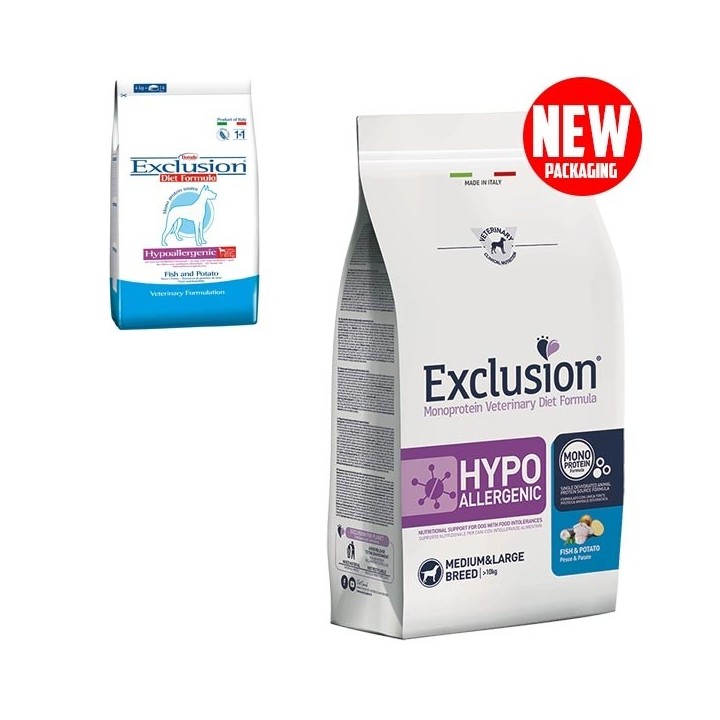 Exclusion - Diet Hypoallergenic Medium/Large Breed Pesce e Patate Medium Large Breed  12 kg