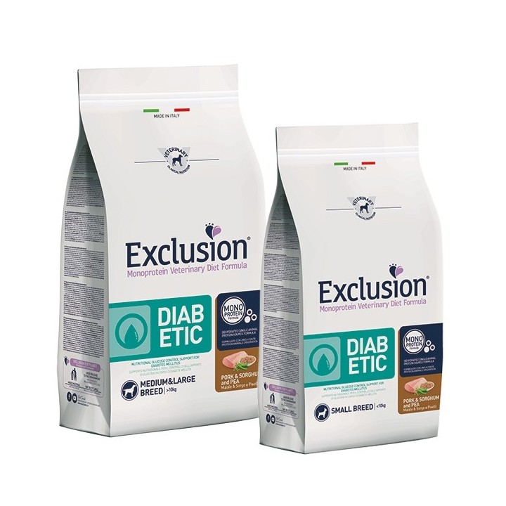Exclusion - Diabetic Adult Monoproteico Pork&Sorghum and Pea Medium Large Breed  12 kg