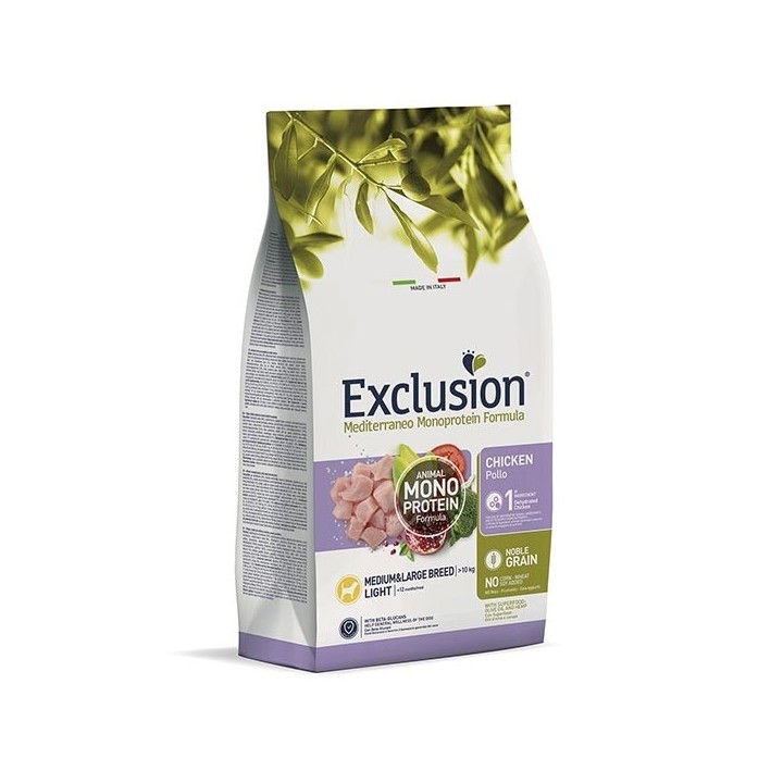 Exclusion - Mediterraneo Monoprotein Light Adult Medium & Large Breed con Pollo 12 kg