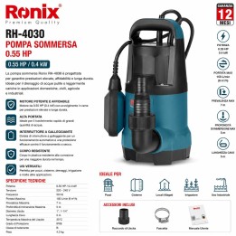 Pompa ad acqua sommergibile 0,55cv
