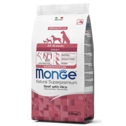 Monge - Natural Superpremium All Breeds Adult Monoprotein Manzo con Riso 2,5 kg