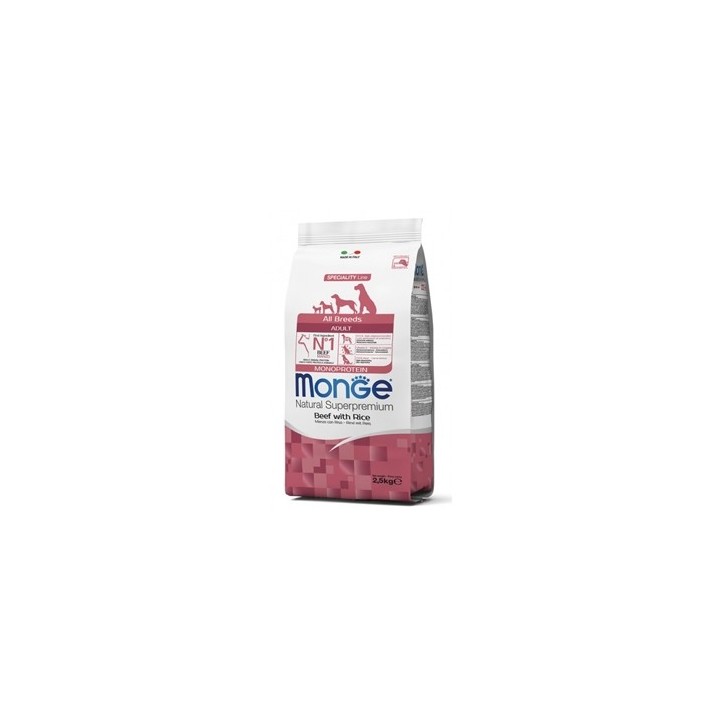 Monge - Natural Superpremium All Breeds Adult Monoprotein Manzo con Riso 2,5 kg