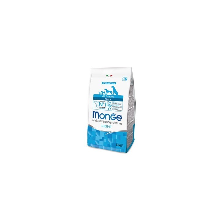 Monge - Natural Superpremium All Breeds Adult Light Salmone e Riso 2,5  kg