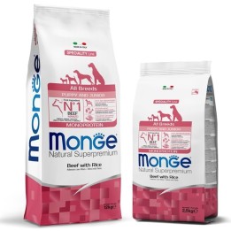 Monge - Natural Superpremium All Breeds Puppy & Junior Monoprotein Manzo e Riso 2,5  kg