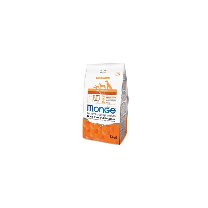 Monge - Natural Superpremium All Breeds Adult Anatra, Riso e Patate 2,5  kg