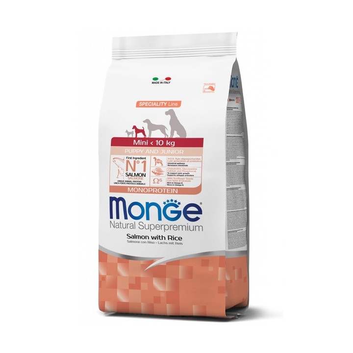 Monge - Natural Superpremium Mini Puppy & Junior Salmone con Riso 7,5  kg