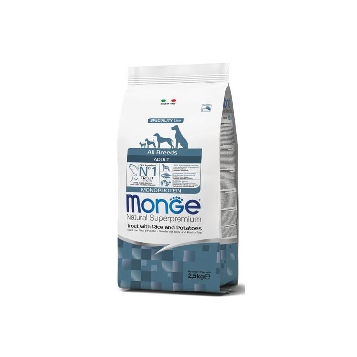 Monge - Natural Superpremium All Breeds Adult Monoprotein Trota con Riso e Patate 2  kg