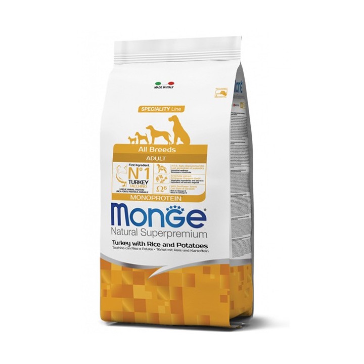Monge - Natural Superpremium All Breeds Adult Natural Superpremium Tacchino con Riso e Patate 12  kg