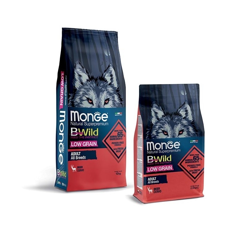 Monge - BWild Low Grain Adult All Breeds con Cervo 2,5  kg