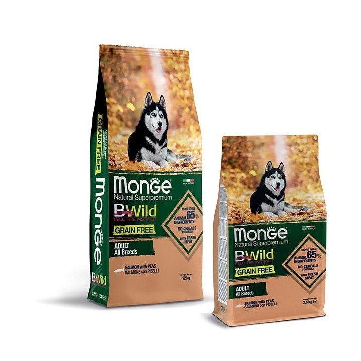 Monge - BWild Grain Free Adult All Breeds con Salmone e Piselli 2,5  kg
