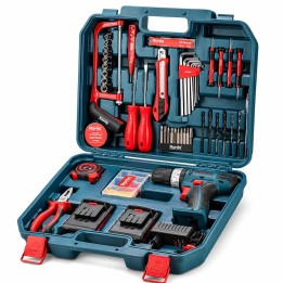 Set trapano avvitatore a batteria 18v + 53pz 10mm 2batt.incl