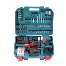 Set trapano avvitatore 20v + 53 pezzi + 2batt. 1,5ah