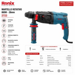 Martello perforatore 900w 26mm 3,2j 2,8kg