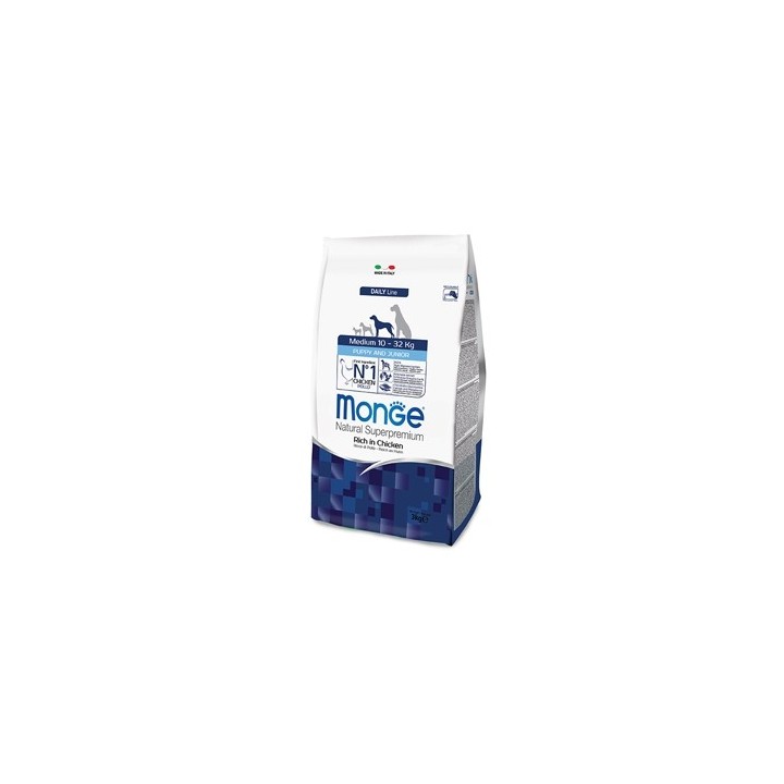 Monge - Natural Superpremium Medium Puppy & Junior Ricco di Pollo 2,5  kg