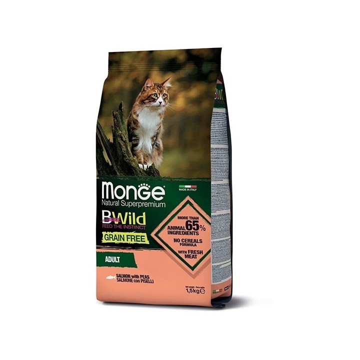 Monge - BWild Grain Free Adult con Salmone e Piselli 1,5  kg