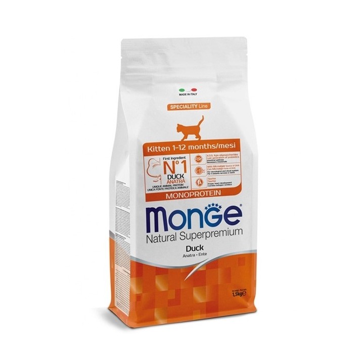 Monge - Natural Superpremium Monoprotein Kitten Anatra  1,5  kg